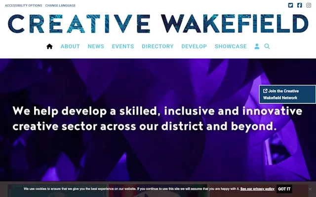A screenshot of the Creative Wakefield website.