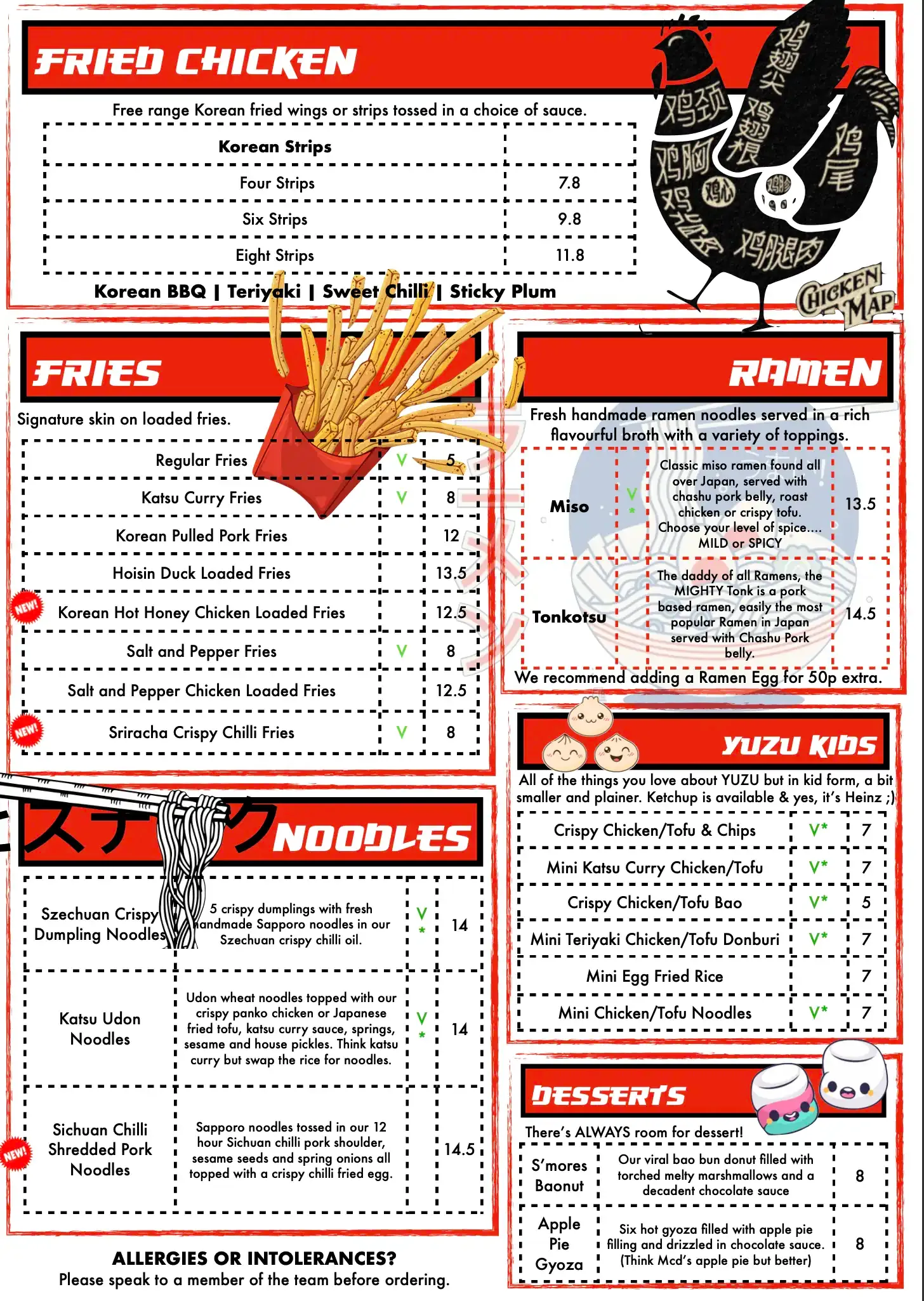 The Yuzu Leeds menu