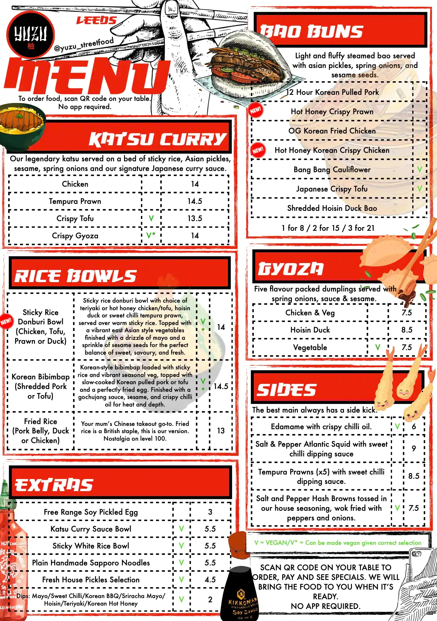 The Yuzu Leeds menu